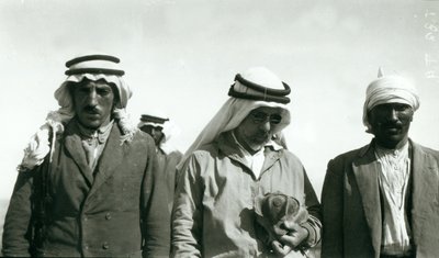 Garstang (holding chalice) and two members of the excavation team by English Photographer